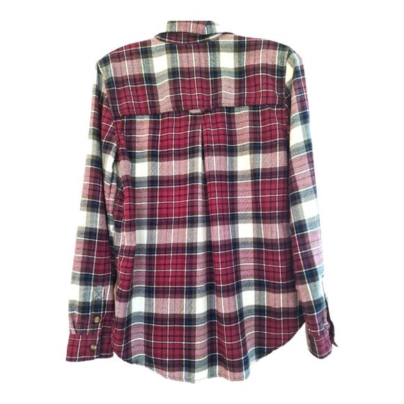 American Eagle Ahh-mazingly Soft Boyfriend fit Flannel Plaid Burgundy size small - Picture 2 of 6